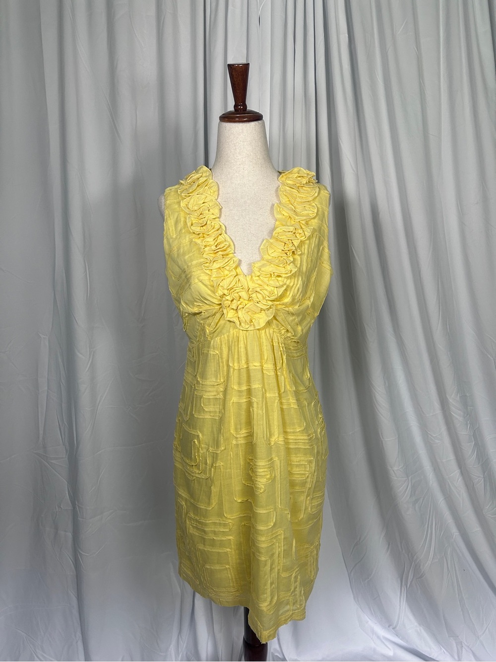 Y2 K Vintage Tiana B. Yellow Ruffle V-Neck Mini Dress